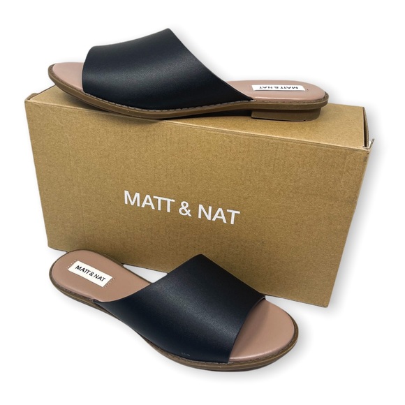 Matt & Nat Shoes - Matt & Nat black vegan leather sandals slides 8.5